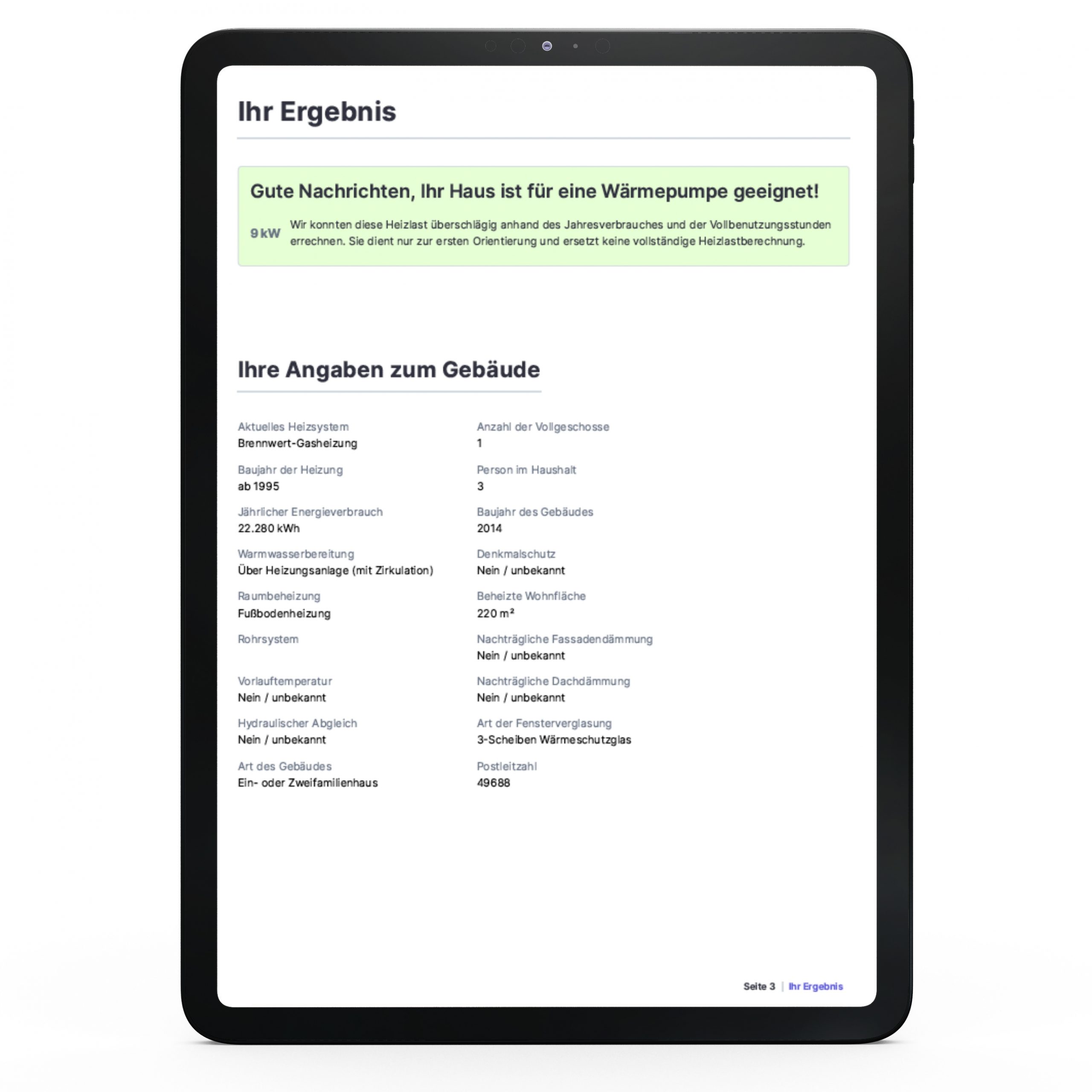 Aircona-Wärmepumpen-Check-Ergebnis